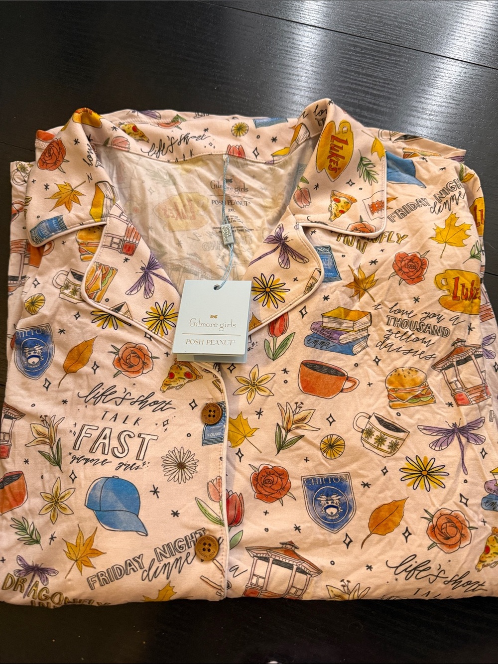 Posh Peanut Pink Gilmore Girls Novelty Print Pajama Top